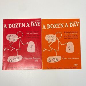 Vintage A Dozen A Day Piano Exercise Books By Edna Mae Burnam Lot of 2